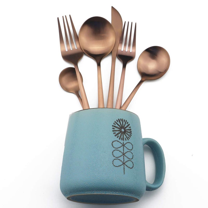 Uniturcky 60-Piece Modern Matte Silverware Set, Uniturcky 304 Stainless Steel Flatware Cutlery Set, Elegant Kitchen Utensils Service For 12, Includes Dinner Knives/Spoons/Forks, Copper Satin Finish - Image 3